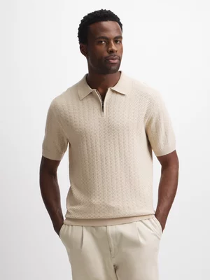 Exact Men's Natural Textured Quarter Zip Golfer