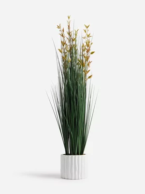 Jet Home White Pencil Grass Ceramic Pot