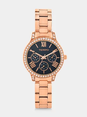 Tempo Rose Plated Grey Mother Of Pearl Dial Bracelet Watch  