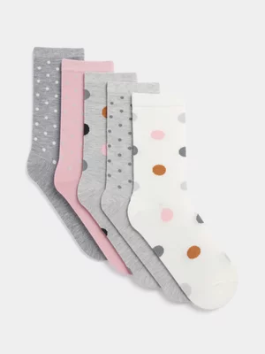 Jet Women's Grays & Peach 5 Pack Socks