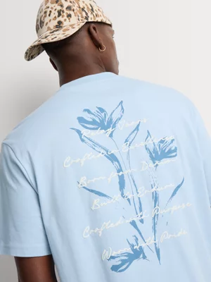 Relay Jeans Men's Relaxed Fit Floral Blue Graphic T-Shirt