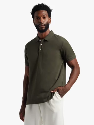 TS Mens Pique Olive Green Golfer Top