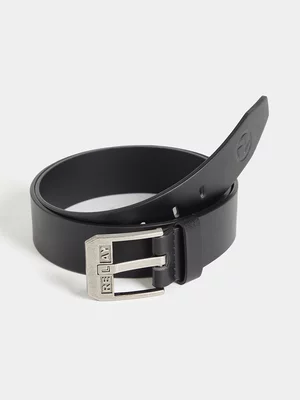 Relay Jeans Men's Black Branded Prong Belt