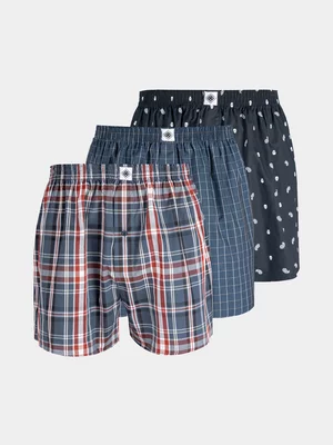 Markham Men's 3Pack Check and Skull Boxers
