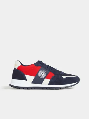 Suede and Nylon Navy/Red Runner
