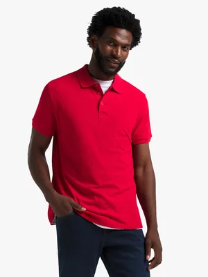 Jet Men's Red Basic Golfer Shirt