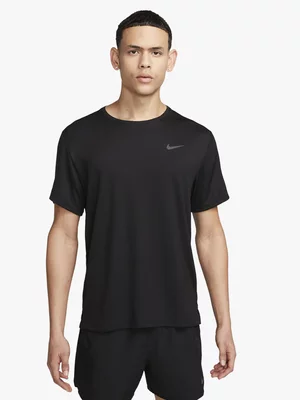 Mens Nike Dri-Fit Black UV Miler Short Sleeve Running Top