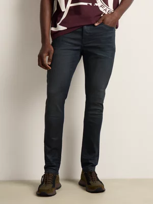 Fabiani Men's Dark Blue Semi Coated Skinny Denim Jeans