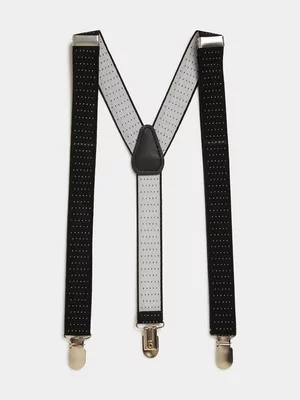 Markham Men's Dot Contrast Black/White Suspenders