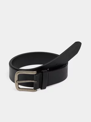 Markham Men's PU Casual  Black Buckle Belt