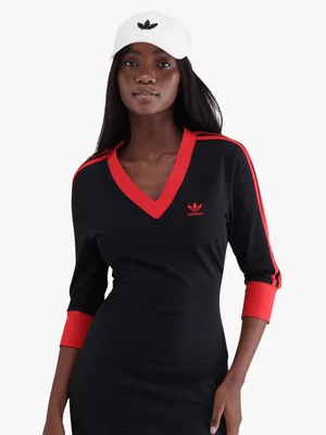 adidas Originals Women's Adicolor Classics 3-Stripes Red/Black Maxi Dress