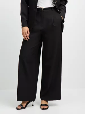 Jet Women's Black Front Crease Wide Leg