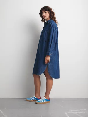 Women's Canvas Pocket Detail Denim Shirt Dress