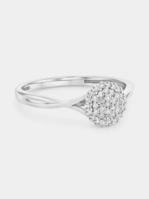 Sterling Silver Lab Grown Diamond Round Cluster Twist Ring 