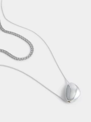 Layered Chain Drop Pendant Necklace