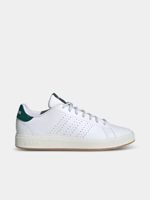 Mens adidas Advantage Base 2.0 White/Green Sneaker