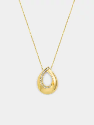 Yellow Gold Vermeil Cubic Zirconia Open Teardrop Pendant 