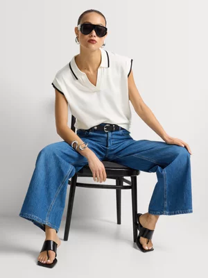 Johnny Collar Extended Shoulder Top