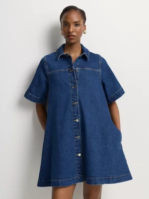 FF Denim Short Sleeved Tunic Dress