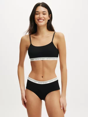 Women's Cotton On Black Branded Cheeky Boyshort