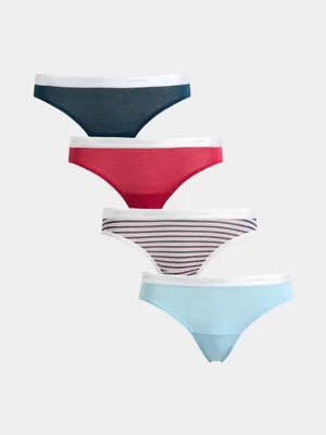 Jet Women's 4 Pack Navy Splendid Jockey Stripe Bikini