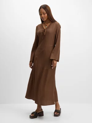 Jet Women's Brown Crinkle Maxi Beat Dress