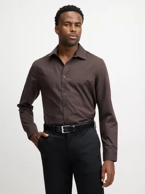 Jet Mens Chocolate Poplin Shirt