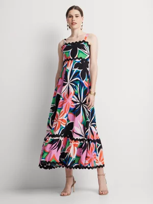 Women's Izabel London Multi Black Sleeveless zig-zag Tape Dress