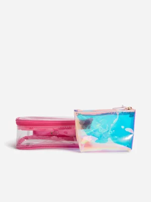 Colours Limited - Cosmetic Bag - 2pc – Dark Pink/Holographic