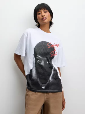 Redbat Women's Relaxed 'Balaclava Girl' White T-Shirt