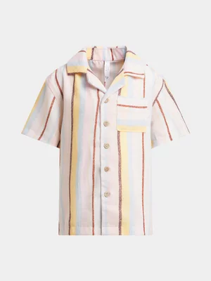 Exact Older Boy's Natural & Orange Striped Shirt