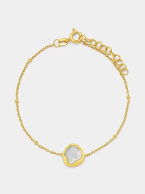 Yellow Gold Vermeil Mother of Pearl Organic Bracelet