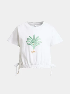 Exact Younger Girl's White Graphic Print T-Shirt