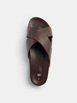 Jet Men's Brown Crossover Mule Sandal