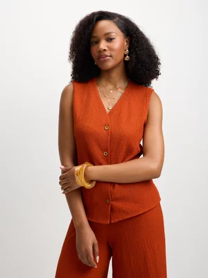 Jet Women's Rust Button Through Vest
