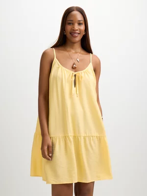 Jet Women’s Yellow Strappy Tier Mini Dress
