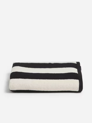 Jet Home Black Celeste Stripe Bath Sheet Extra Length
