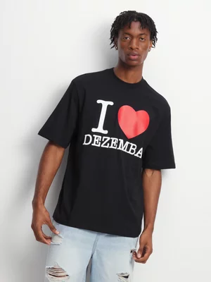 The FIX Men's Black I Luv Dezemba Graphic Top