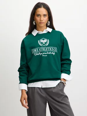 Exact Women's Green Graphic Print Sweat Top 
