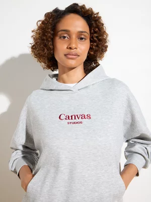 Women's Canvas Branded Hoodie Grey Melange