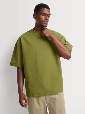 Markham Men's Oversized Heavy Weight Premium Cotton Olive  T-Shirt