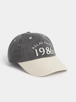 Relay Jeans Men's Colour Block Slogan Black & White Cap 