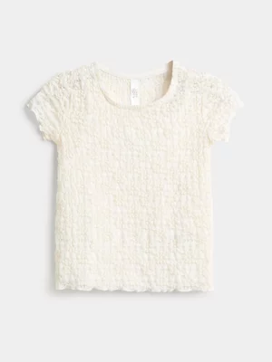 Exact Older Girl's White Lacey Fitted Top