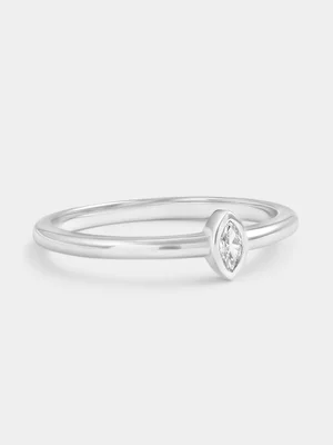 Sterling Silver Lab Grown Diamond Marquise Bezel Ring