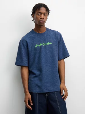 The FIX Men's Navy Textured Print Top