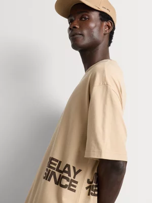 Relay Jeans Men's Oversized Fit Stone Graphic T-Shirt