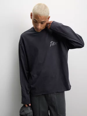 Redbat Men's Extreme Washed Boxy Black T-Shirt 