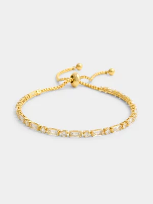 14ct Gold Plated Cubic Zirconia Multi-Stone Slider Bracelet 