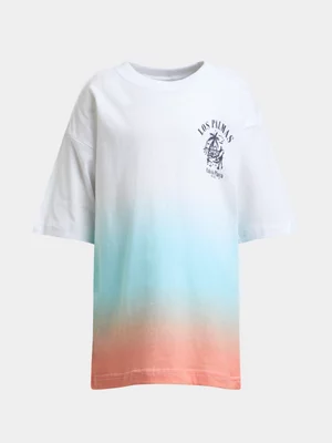 Jet Younger Boys White Ombre Blue Orange Fashion Graphic T-Shirt