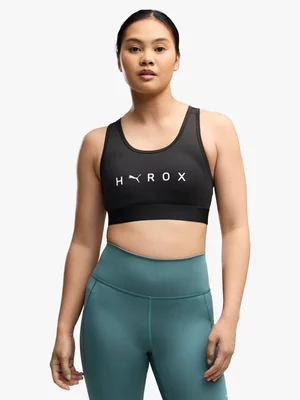 Puma X HYROX Womens Mid Impact Black Sports Bra